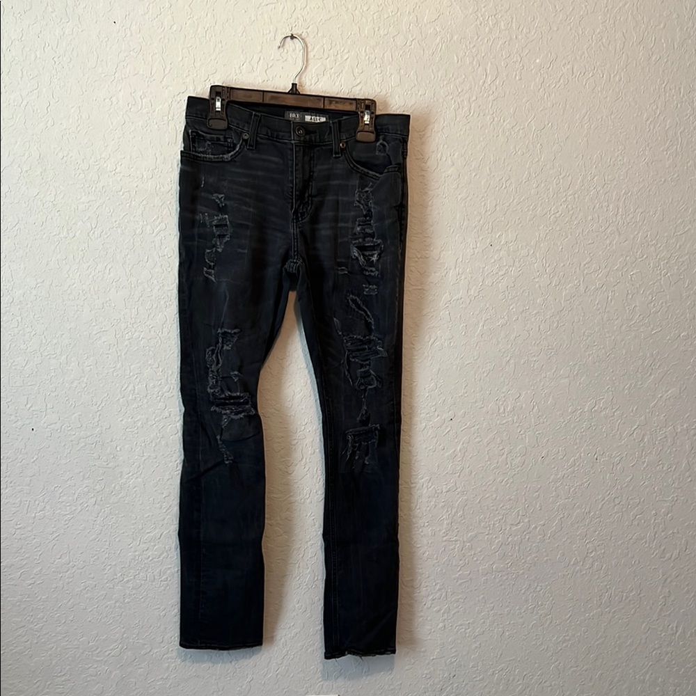 BKE Alec Straight Leg Black Ripped Jeans